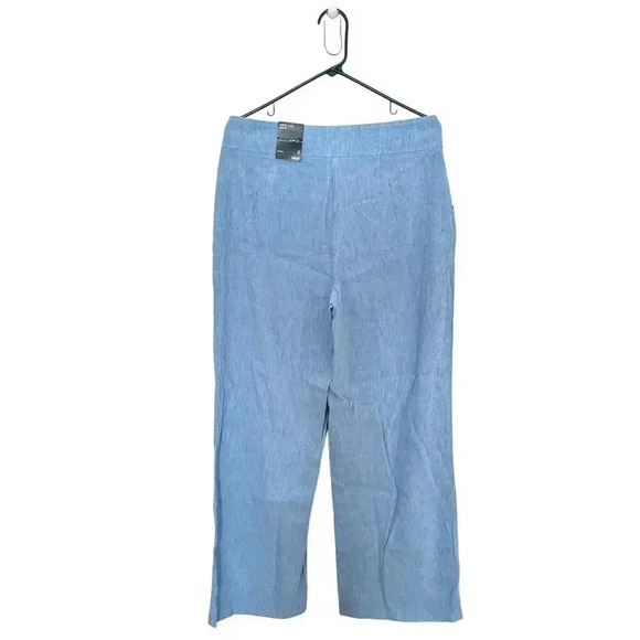 INC International Concepts blue linen blend wide leg Pants Chambray 8 - Picture 2 of 16